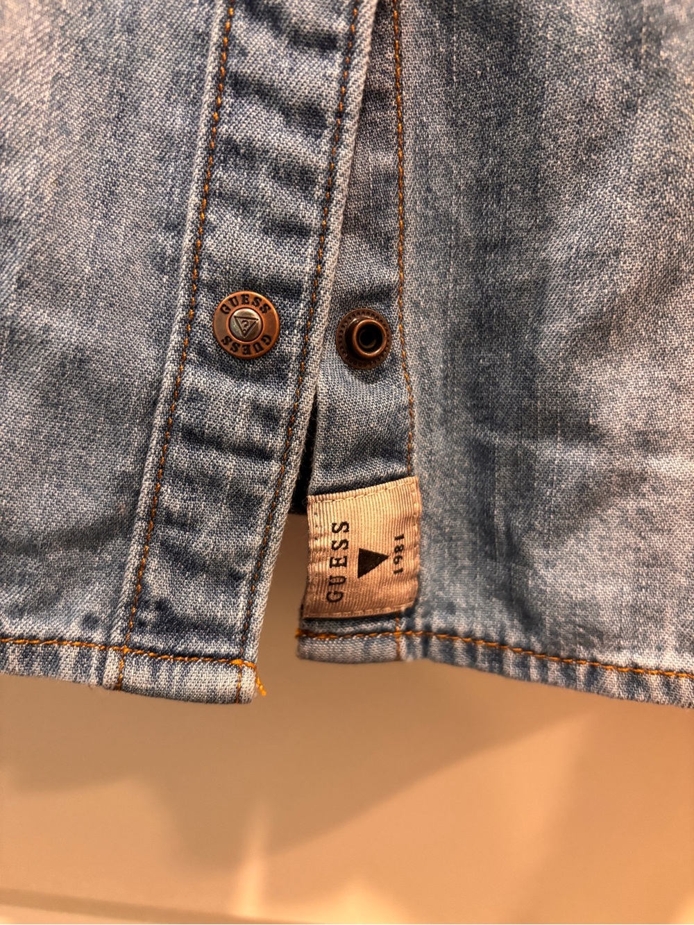 Guess Blue Denim Snap-Front Shirt - Picture 6 of 7